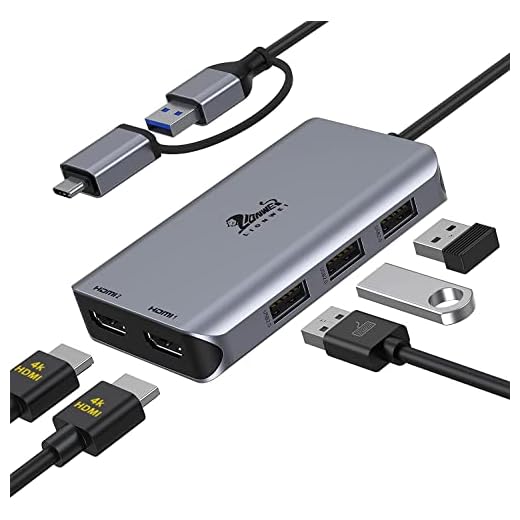 USB 3.0 to Dual HDMI Docking Station for Windows & macOS, USB C/USB 3.0 Adapter Laptop Docking Station Dual Monitor HDMI Splitter for MacBook Pro/Air/M1/M2/Mac, USB C Hub for Dell/ HP/ Lenovo/ Surface