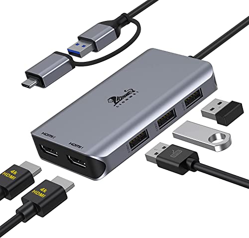LIONWEI USB 3.0 to Dual HDMI Docking Station for Windows & macOS, USB C Adapter 2 Monitor Splitter for MacBook Pro/Air/M1/M2/Dell/HP/Lenovo/Surface by LIONWEI - Used condition - US$41.81