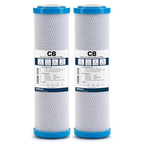 Image of iFilters 0.5-Micron Carbon Block Water Filter - Coconut Shell CTO Drinking Water Filter Cartridge - 10-inch Replacement for Filtration Systems - 2.5 inch x 10 inch (2.5 inch x 10 inch, 2 Pack)
