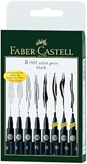 Faber-Castell PITT Artist Pen - Felt-Tip Pens (Black, 8 Pieces)