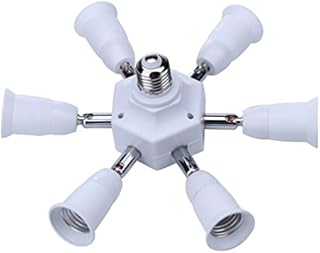 FINELED 7 in 1 E27 E26 Socket Adapter Splitter,E26 E27 Universal lamp Holder with 360 Degrees Adjustable 180 Degree Bending