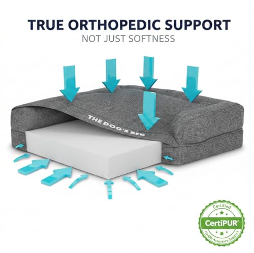 The Dog’s Bed Orthopedic Memory Foam Corner Dog Bed, Calming Surface – CertiPUR-Certified Foam, Largeinen Fabric, Grey Linen, Large by The Dog's Balls - Image 2