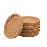 Hemoton Natural Cork Round Coasters – Set of 5 - Absorbent Heat Resistant Reusable Saucers for...