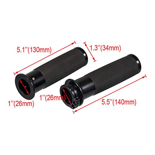 PBYMT Black 1" 25mm Hand Grips Handlebar Handgrips Compatible for Harley Honda Yamaha Suzuki Kawasaki