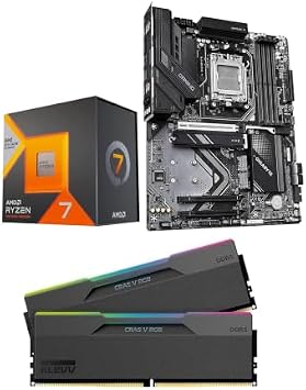 Micro Center 3-in-1 Combo AMD Ryzen 7 7800X3D Processor with Gigabyte X870 Gaming WIFI6 Motherboard and KLEVV CRAS V RGB DDR5 32GB 2x16GB 6000MHz CL30 Ram Memory Black