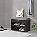 Banco de Zapatos Gentofte 46 x 60 x 30 cm Chapa de Madera para 4 Pares de Zapatos con Cojín de Asiento Compartimento de Almacenamiento en Negro y Gris