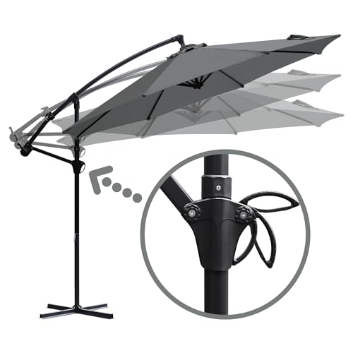 Sonnenschirm mit Kurbel Sekey Ampelschirm aus Aluminium 300 cm