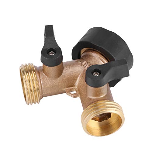 Rosca 3/4 y Forma 2 Way Resistente latón Manguera de jardín Conector Adaptador de Manguera Divisor de Grifo Cuello de Cisne Grifo de Agua Manguera válvula de Apagado Conector para césped