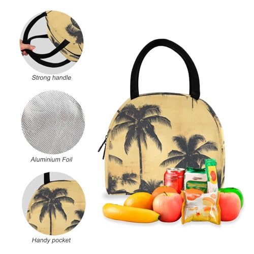 Backpack Lunch Box Set Large Capacity Travel Backpacks and Insulated Lunch Bag for Commute Hiking Picnic Silhouettes Palm Print4