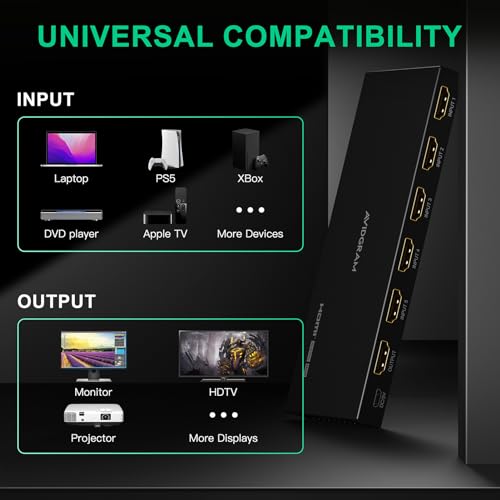 HDMI Switch Avidgram 4K 60Hz mit 5 Eingängen und HDMI 2.0