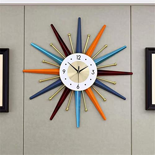Vctrqov Modern Wall Clock Starburst Ball Clock Colorful Midcentury Home Kitchen Decor - Minimalist, Silent Sweep Hands, Quiet Quartz Movement, House Decorative Multicolor,22Inch #TOP1