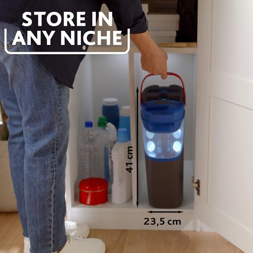 Vileda H2PrO Flat Mop sistema lavapavimenti a piastra piatta, con secchio lavapavimenti a doppia serbatoio, separa acqua pulita e sporca, 1,2 L per 60 m², compatto e salvaspazio, uso con una mano - Immagine 2