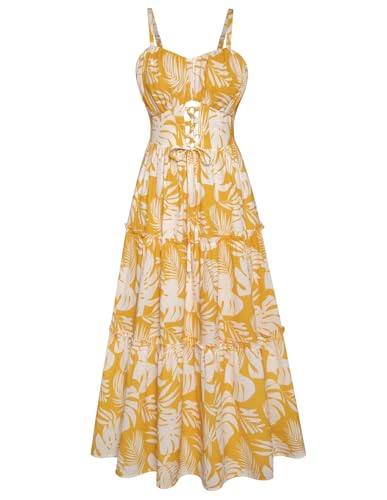Image of GRACE KARIN 2026 Women's Spaghetti Vacation Sundress Summer Beach Flowy Boho Floral Maxi Dresses with Pockets