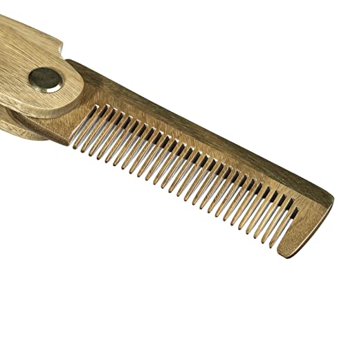 Jajh Green Sandalwood Pocket Combs For Men,Anti-Static,Folding Wooden Mustache Combs,Small Wood Mens Beard Comb #TOP1