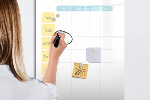 Tableau blanc magnétique en verre à surface effaçable premium anti-traces avec aimants