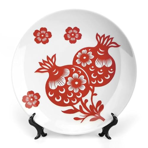 Twin Pomegranates with Three Scattered Flowers, Lively & Whimsical Composition