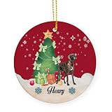 Céramique Noël Suspendus Ornement Chien Dogue Allemand Bringé Ornements Sapin De Noël Drôle Pendentifs d'arbre De Noël Embellissement Rond Décorations De Arbre De Noël pour Maisons Maison Cheminée