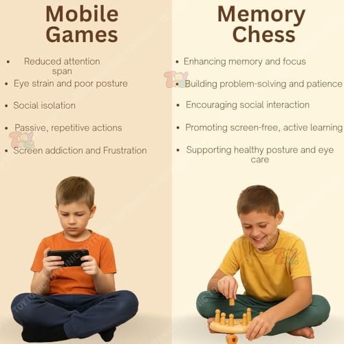 Image of TOYTONIC Wooden Color Memory Game for Kids Age 3+ - Brain Puzzle Toy for Boys, Girls & Adults | Indoor Educational Board Matching Challenge,Birthday Gift, Family Party Play, Montessori Learning Set