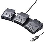 Powboro USB Foot Switch Triple 3 Pedal Control Custom Program PC Computer Keyboard Map Multimedia Key Photoelectric Optical Switch Transcription HID for PC Video Game,Push to Talk
