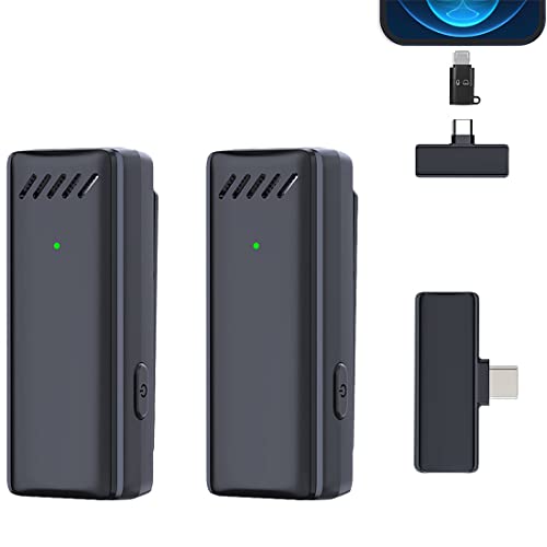 BaoDanRen Wireless Lavalier Microphone,Lavalier Microphone for iphone Android,2 Pack Professional Lapel Micophone Wireless for Interview Video Podcast Vlog YouTube S12