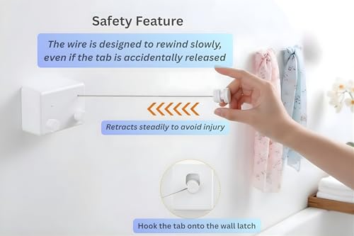 Image of Wall Mounted Retractable Clothes Line (4.2 Meter x 2 Lines) Heavy Duty Double Clothesline, Adjustable Rope for Drying Clothes for Indoor & Outdoor, Laundry Washing Line for Compact Space