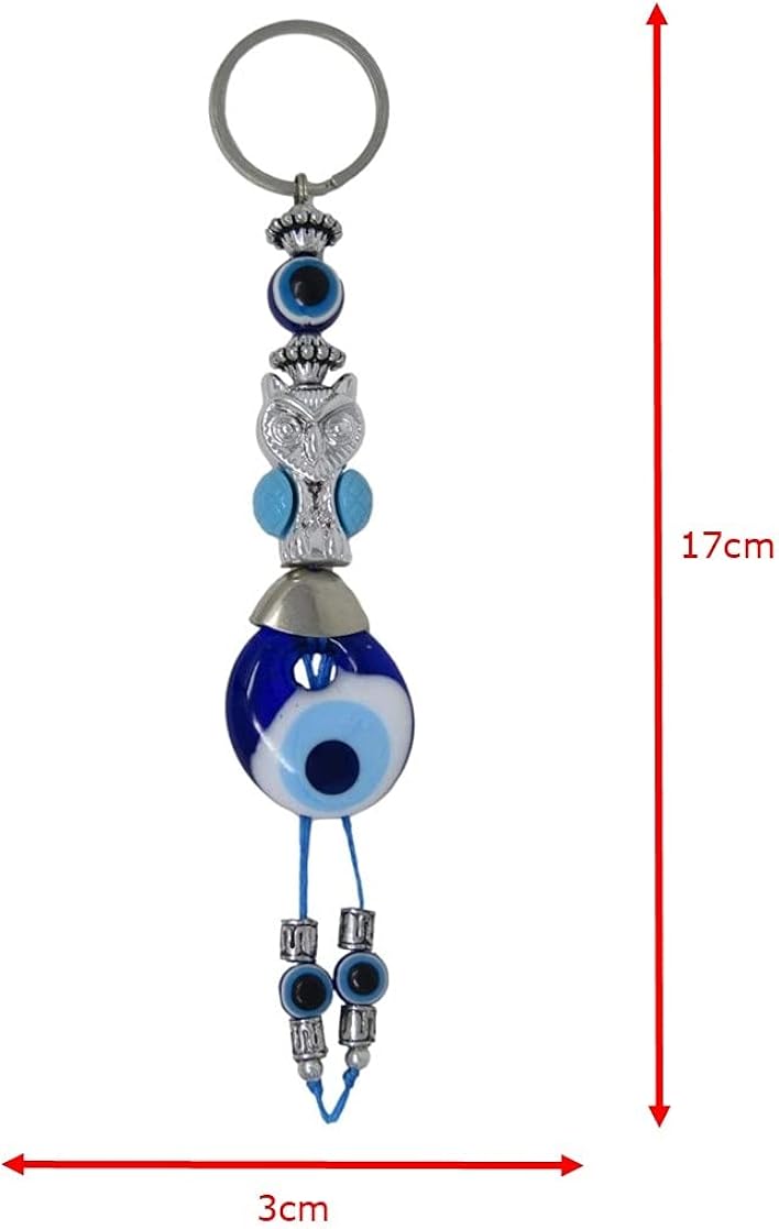 Jeannieparnell 405 - Lucky Owl Charm & Lucky Evil Eye Charm Keyring, Mixed, Length 17cm, Width 3cm - Image 3