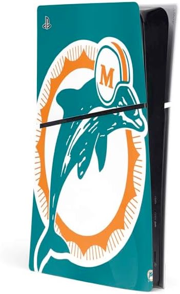 Skinit Decal Gaming Skin Compatible with PS5 Slim Digital Edition Console - Officially Licensed NFL Miami Dolphins Retro Logo Design