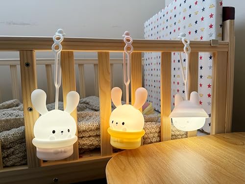 Image of Night Light for Baby Cribs - Nightlight With Timing & Dimming Function 9 Colors Changing Eye Caring Portable Hanging Rechargeable Led Light Up Toddler Bed Room Travel Essentials Soft Silicone BPA Free
