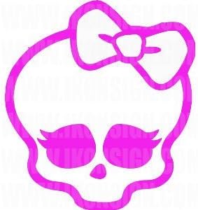 Fan Art Rendition Monster High Girl Skull Logo 5.5" Tall Classic Cartoon TV Series Custom Sign Die Cut Decal - Pink Color