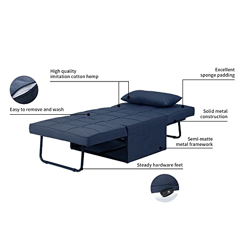 Sofa Bed, 4 In-1 Sleeper Chair Bed Multi-Function Folding Convertible Couch Chair Ottoman Bed For Apartment, Small Space (Deep Blue) #TOP5