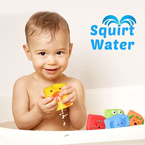 image for FUN LITTLE TOYS Soft Stacking Blocks for Baby, Soft Cube Bath Toys, Sq