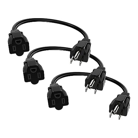 ELECTERY Short Extension Cord Black 16/3 SJTW 3 Prong Extension Cord - 1 Ft 3 Pack Small Extension Cord, ETL Listed for Indoor and Outdoor Use Cover