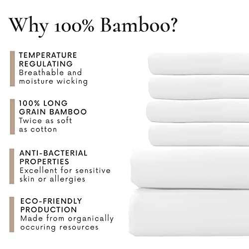 Bamboo Bay Luxury Bamboo Sheets King Size - 6 Piece Ultra Soft King Cooling Sheets For Hot Sleepers - 100% Organic Bamboo King Sheet Set Fits Up To 16" Deep Pocket - Eco Friendly - King - White #TOP3