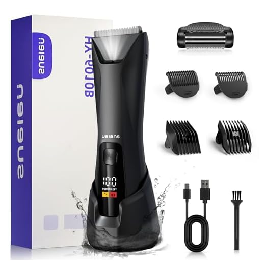 Ualans Afeitadora Corporal Masculina 2 en 1, Resistente al Agua IPX7 Con Luz LED y Pantalla, 4 Peines Para, Maquina Depilar Hombre para Axilas, Pecho y Pierna