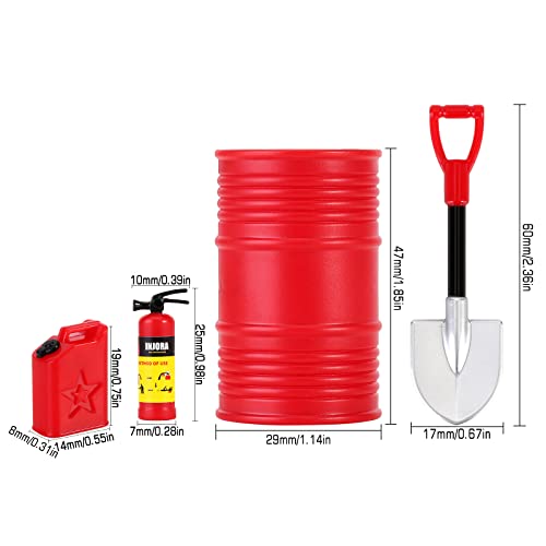 Injora Rc 1/24 Crawler Car Decoration Fire Extinguisher/Fuel Tank/Shovel/Oil Drum/Sand Ladder For 1/18 Trx4M Axial Ax24 Scx24 C10 Jlu Gladiator Bronco Deadbolt,6Pcs #TOP1