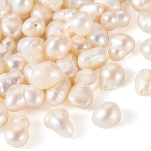 Cheriswelry 50pcs Natural Cultured Freshwater Pearl Beads for Jewelry Making Baroque Keshi Pearl Bead Seashell Loose Spacers 4~13.5mm for DIY Bracelet Necklace Making, Small