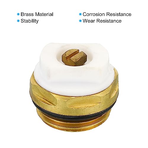 PATIKIL 1/2" BSP Male Thread Manual Radiator Air Vent Plug Valve, Brass Plug for Radiator Heater Gold White - Image 4