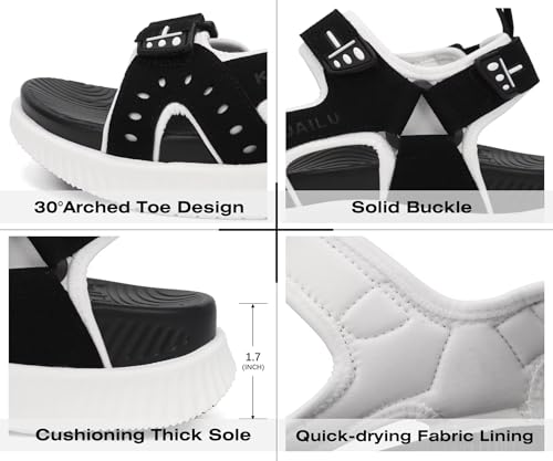 Image of KuaiLu Mens Hiking Sandals With Arch Support Sport Recovery Athletic Walking Sandals For Man Outdoor Summer Casual Thick Cushion Beach Water Fisherman Sandal Size 7-15
