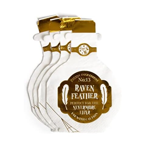 20 White Potion Bottle Napkins with Gold Label Cover