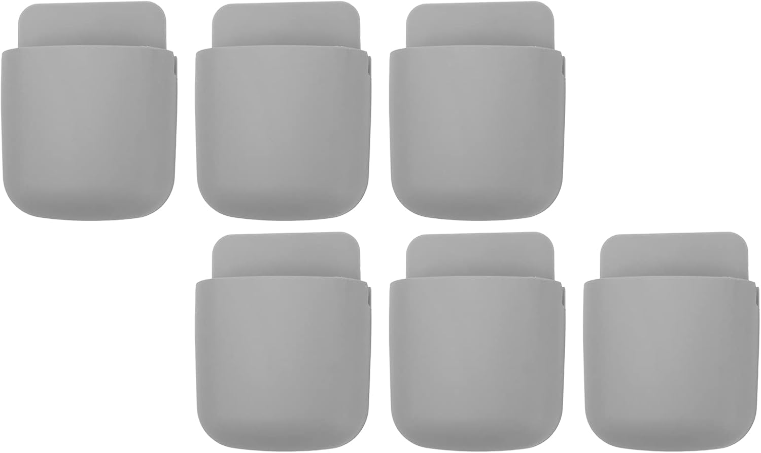 Remote Control Holder Adhesive Wall Mounted 6 Set Organizer for Home School Use Lightweight Plastic for Living Room Bathroom (Grey)