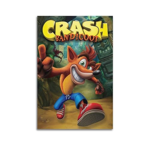 TESUXYEHH Crash Bandicoot - Póster decorativo de videojuegos, lienzo para pared e impresión artística moderna para dormitorio familiar, 20 x 30 cm