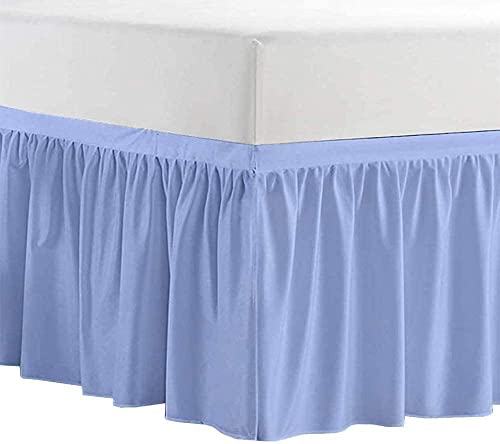 College Room Dorm Bed Skirt- Extra Long Bed Skirt Twin Xl Dorm- Ruffled Dorm Sized College Dorm Bed Skirt- 100% Soft Microfiber Bed Skirt- Extended Dorm Bed Skirt Twin Xl - 42" Light Blue #TOP7
