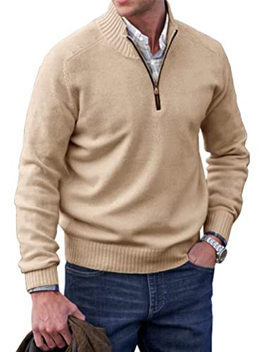 Osheoiso Pull Col Roulé Homme Mode Manches Longues Pullover en Tricote Casual Basique Confortable Pull Chandails Automne Chauds Sweater Slim Fit Haut Pull B Kaki M Cover