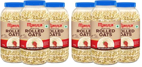 Image of Manna Rolled Oats 3kg | Gluten Free | Traditional Oats | Diabetic Friendly | 100% Wholegrain 1kg (Pack of 6)