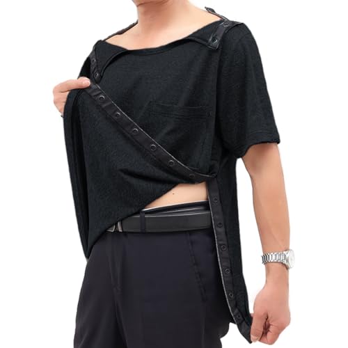 [DURASIKO] 介護服 半袖 介護ゆるゆるな衣服 両脇全開ワンタッチボタンあき衣服 肩開 普段着/寝たきり/術後/入院/点滴/骨折す対応 おむつ交換/お着替えサポート 通年用 敬老の日