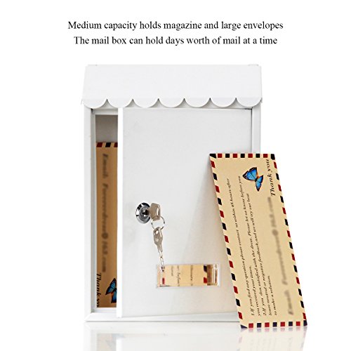 Image of Mailboxes Wall Mount with Key Lock - Jssmst Small Mail Boxes Horizontal, 12.2 x 8.3 x 3.05 Inch, White New