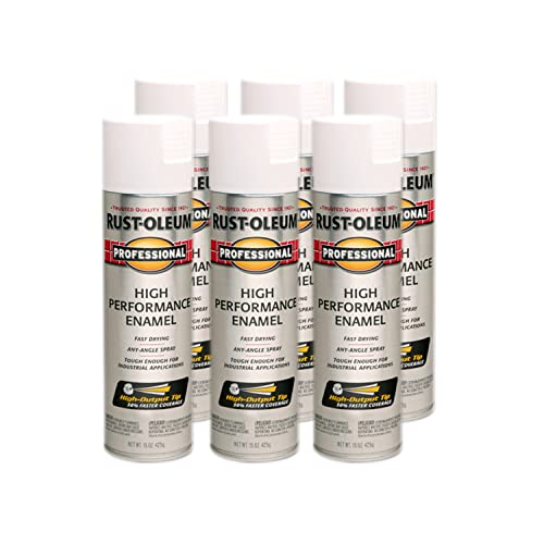 Image of Rust-Oleum 239108-6PK Professional High Performance Enamel Spray Paint, 15 oz, Semi-Gloss White, 6 Pack