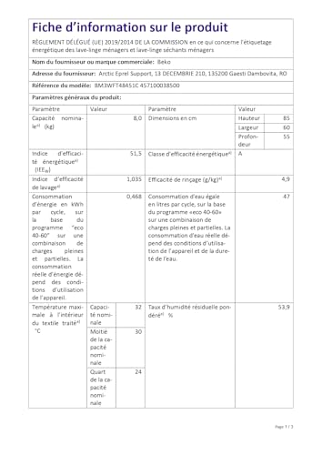 BEKO BM3WFT48451C - vue 6