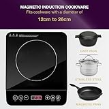 Andrew James Induction Hob Cooker 2000W, Portable Electric Hob with Hot Plate | Electric Induction Cooker with Touch Controls & 10 Heat Settings, Portable Stove (Single Black) - Image 7