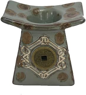DONREGALOWEB Esenciero de cerámica en Color Verde Aguamarina y marrón con Forma de Templo
